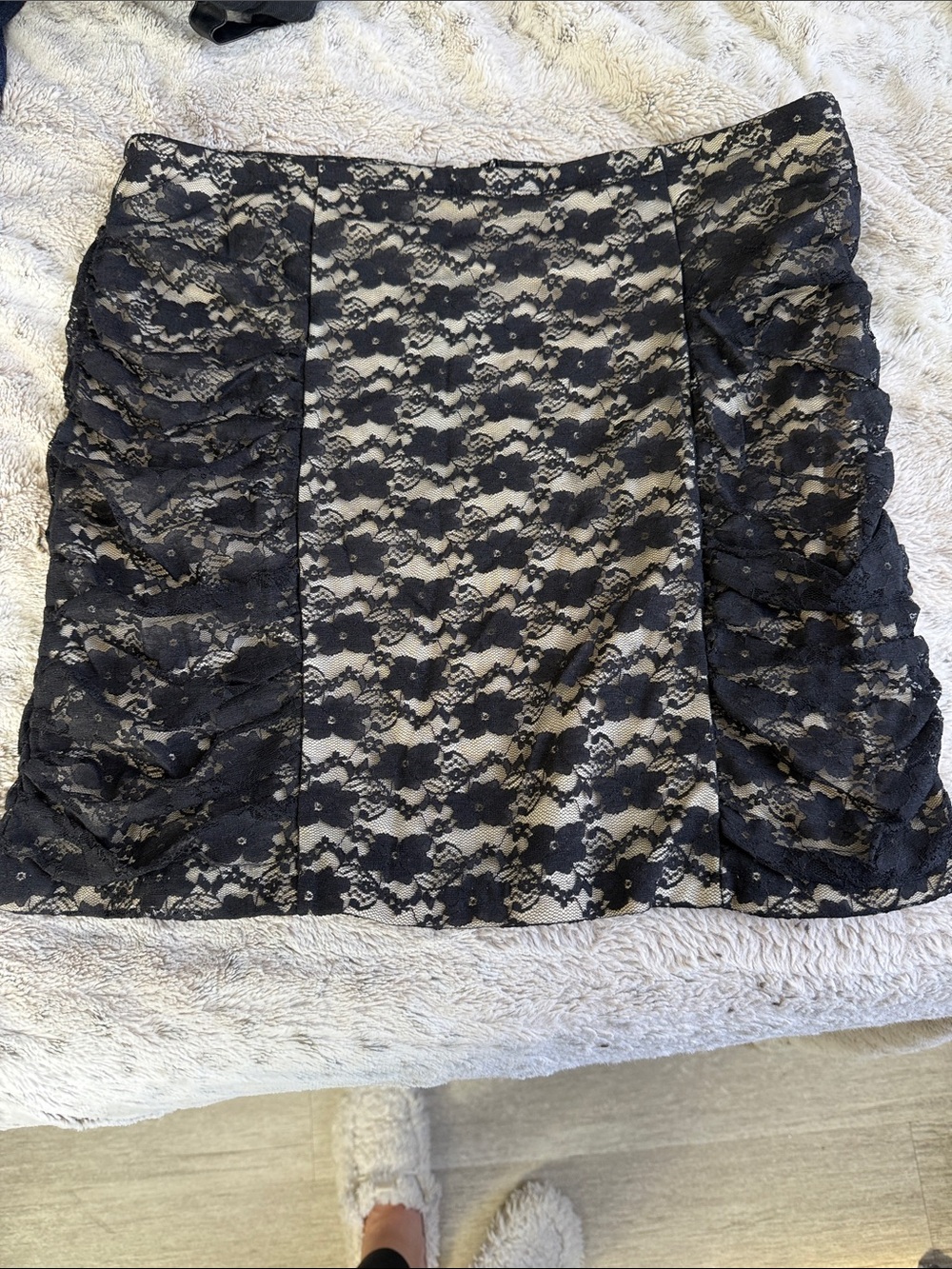 Black Lace Overlay Mini Skirt 1X 16